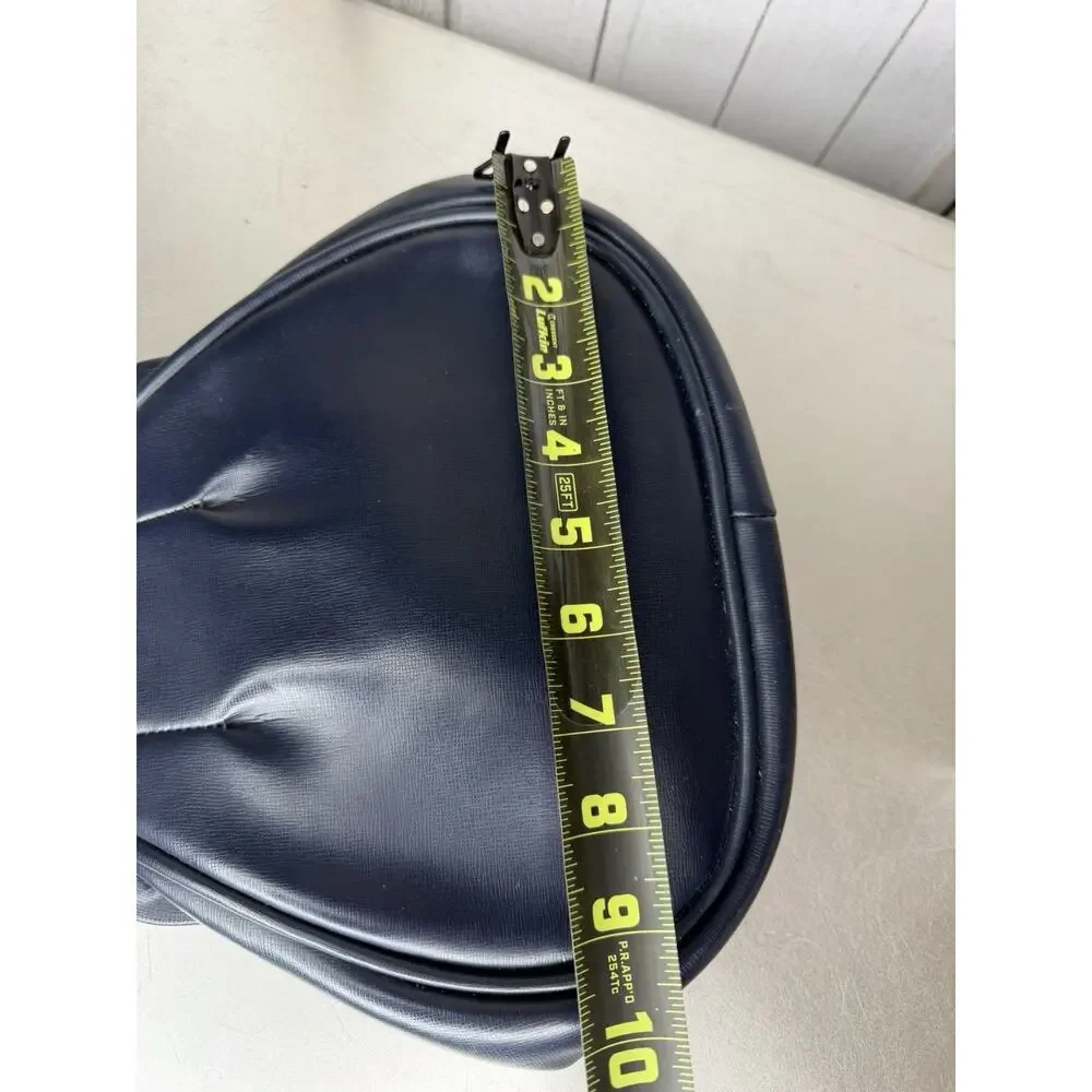 Vintage 1960s Navy Purse Bag Snap Frame Faux Leather Hollywood Glam